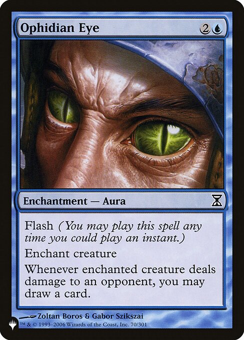 Flash (You may cast this spell any time you could cast an instant.)
Enchant creature
Whenever enchanted creature deals damage to an opponent, you may draw a card.