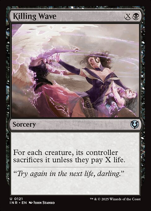 For each creature, its controller sacrifices it unless they pay X life.