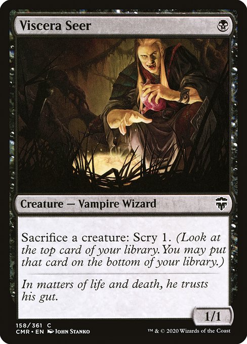 Sacrifice a creature: Scry 1. (Look at the top card of your library. You may put that card on the bottom of your library.)
