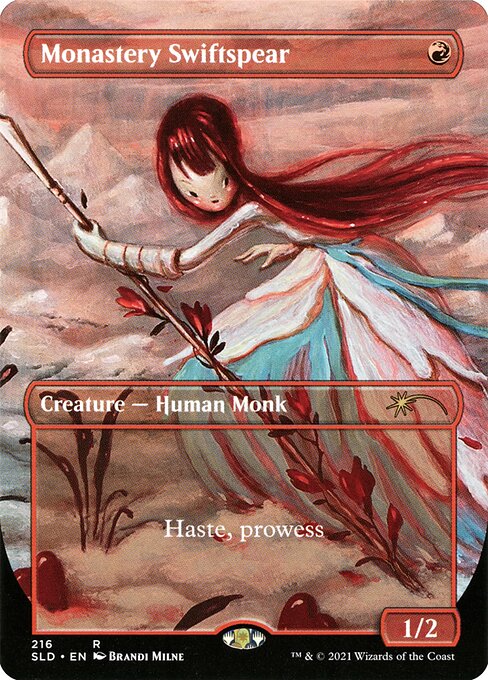Haste
Prowess (Whenever you cast a noncreature spell, this creature gets +1/+1 until end of turn.)