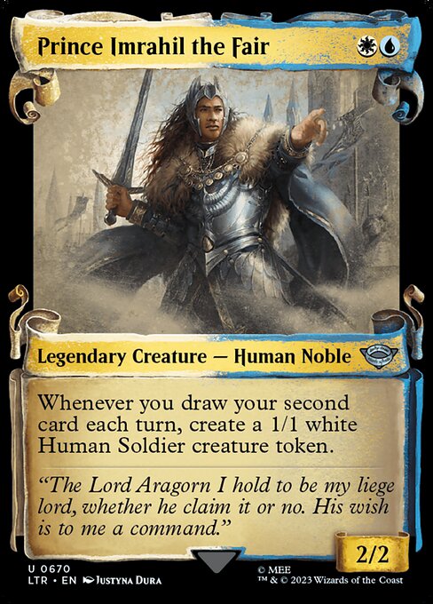 Whenever you draw your second card each turn, create a 1/1 white Human Soldier creature token.