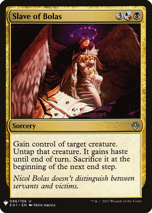 Gain control of target creature. Untap that creature. It gains haste until end of turn. Sacrifice it at the beginning of the next end step.