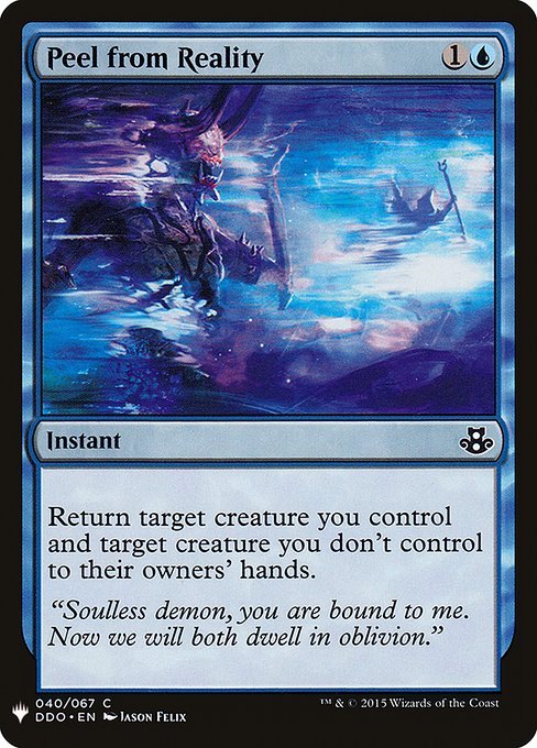 Return target creature you control and target creature you don't control to their owners' hands.