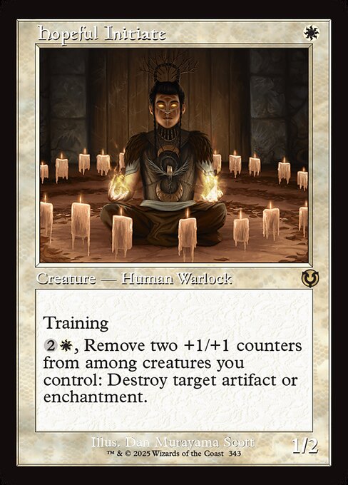 Training (Whenever this creature attacks with another creature with greater power, put a +1/+1 counter on this creature.)
{2}{W}, Remove two +1/+1 counters from among creatures you control: Destroy target artifact or enchantment.