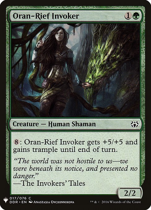 {8}: Oran-Rief Invoker gets +5/+5 and gains trample until end of turn.