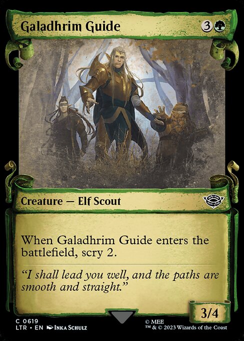 When Galadhrim Guide enters the battlefield, scry 2.