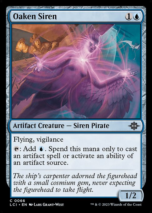 Flying, vigilance
{T}: Add {U}. Spend this mana only to cast an artifact spell or activate an ability of an artifact source.