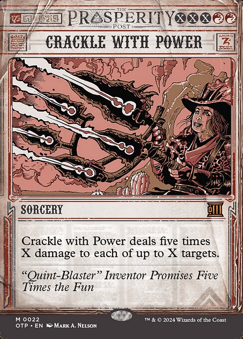 Crackle with Power deals five times X damage to each of up to X targets.