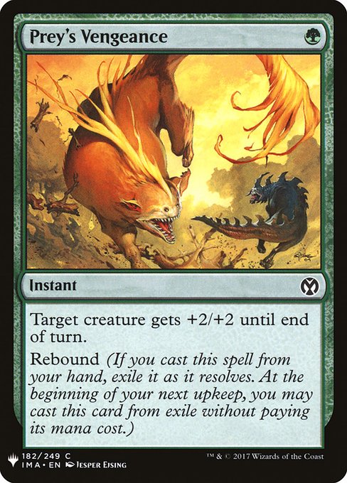 Target creature gets +2/+2 until end of turn.
Rebound (If you cast this spell from your hand, exile it as it resolves. At the beginning of your next upkeep, you may cast this card from exile without paying its mana cost.)