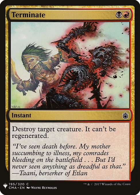 Destroy target creature. It can't be regenerated.