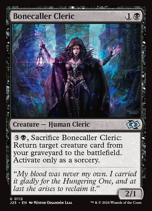 {3}{B}, Sacrifice Bonecaller Cleric: Return target creature card from your graveyard to the battlefield. Activate only as a sorcery.