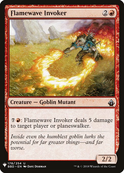 {7}{R}: Flamewave Invoker deals 5 damage to target player or planeswalker.