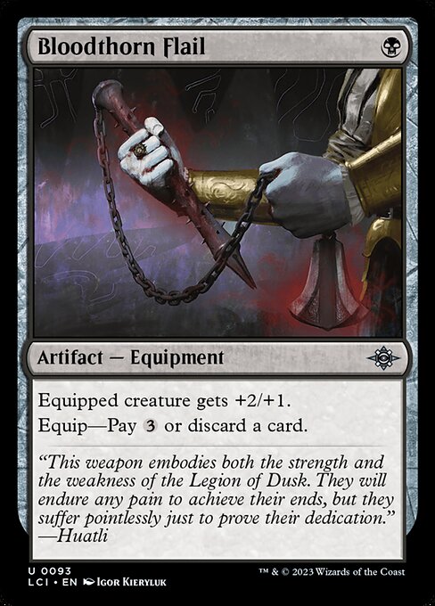 Equipped creature gets +2/+1.
Equip—Pay {3} or discard a card.