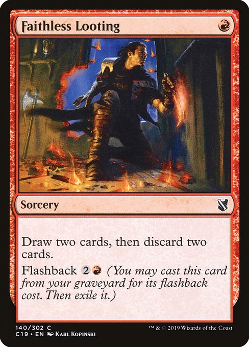 Draw two cards, then discard two cards.
Flashback {2}{R} (You may cast this card from your graveyard for its flashback cost. Then exile it.)