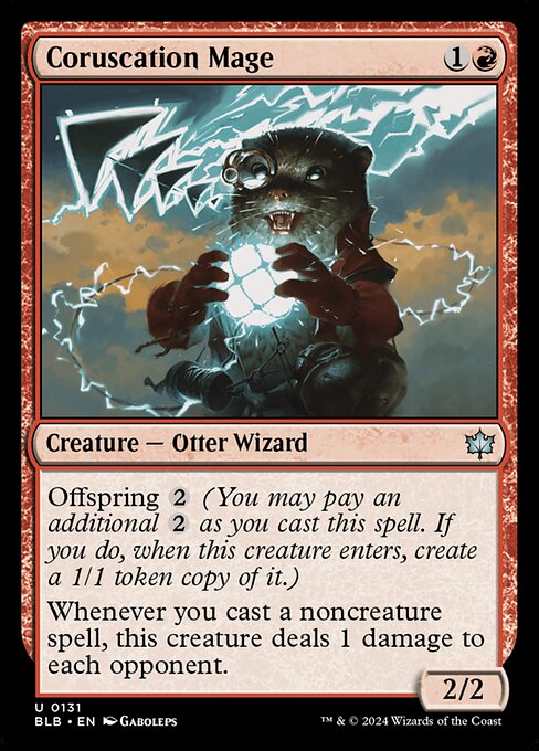 Offspring {2} (You may pay an additional {2} as you cast this spell. If you do, when this creature enters, create a 1/1 token copy of it.)
Whenever you cast a noncreature spell, this creature deals 1 damage to each opponent.