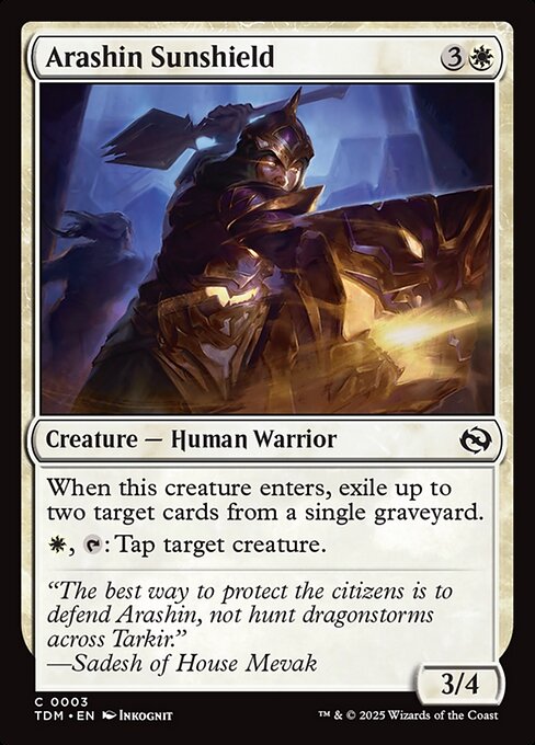 When this creature enters, exile up to two target cards from a single graveyard.
{W}, {T}: Tap target creature.
