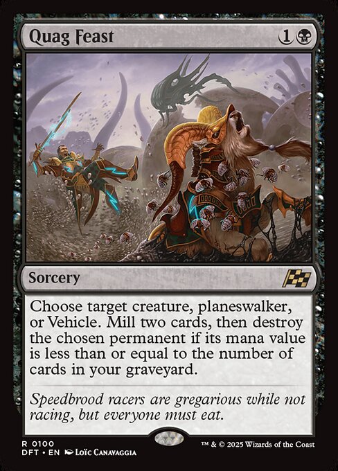 Choose target creature, planeswalker, or Vehicle. Mill two cards, then destroy the chosen permanent if its mana value is less than or equal to the number of cards in your graveyard.