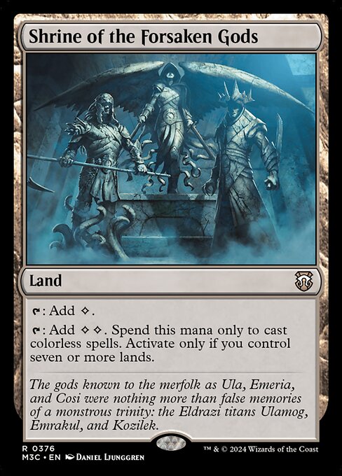 {T}: Add {C}.
{T}: Add {C}{C}. Spend this mana only to cast colorless spells. Activate only if you control seven or more lands.