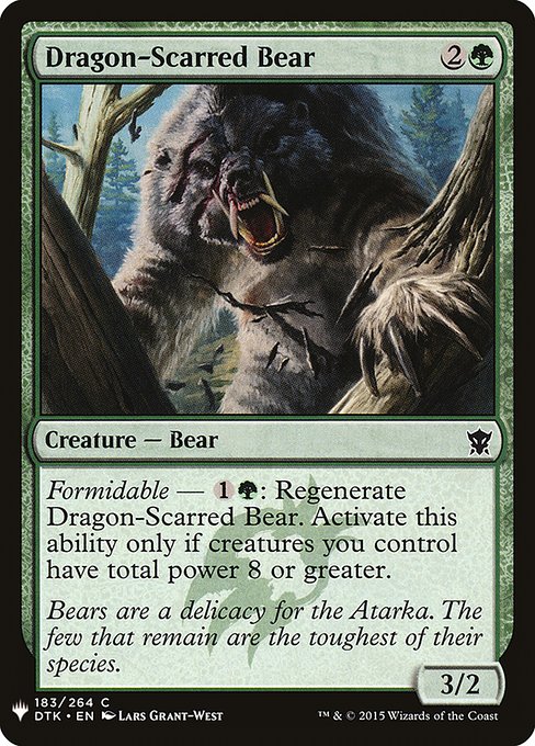 Formidable — {1}{G}: Regenerate Dragon-Scarred Bear. Activate only if creatures you control have total power 8 or greater.