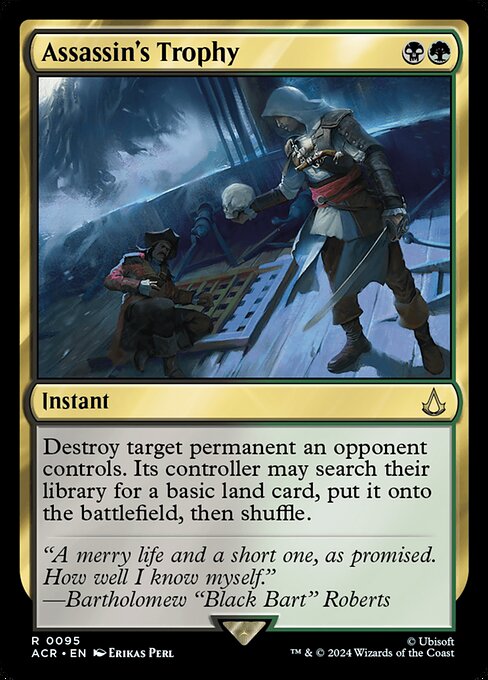 Destroy target permanent an opponent controls. Its controller may search their library for a basic land card, put it onto the battlefield, then shuffle.