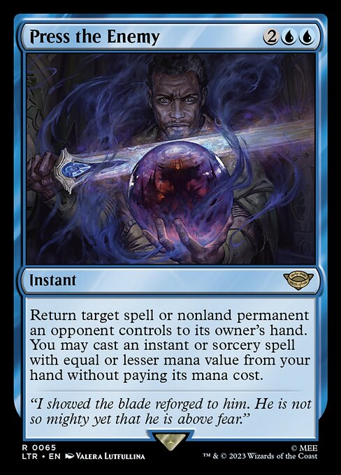Return target spell or nonland permanent an opponent controls to its owner's hand. You may cast an instant or sorcery spell with equal or lesser mana value from your hand without paying its mana cost.