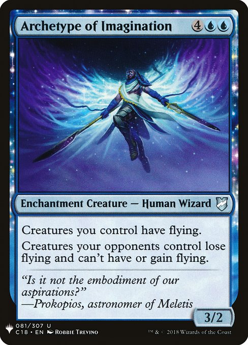 Creatures you control have flying.
Creatures your opponents control lose flying and can't have or gain flying.