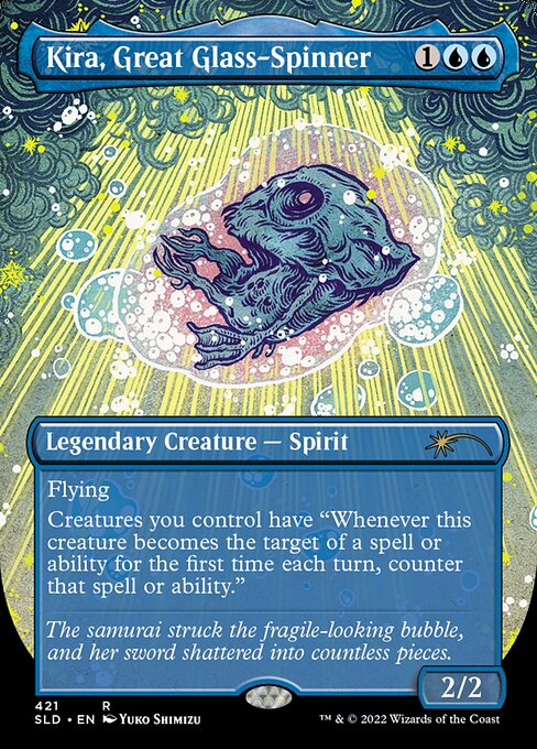 Flying
Creatures you control have "Whenever this creature becomes the target of a spell or ability for the first time each turn, counter that spell or ability."