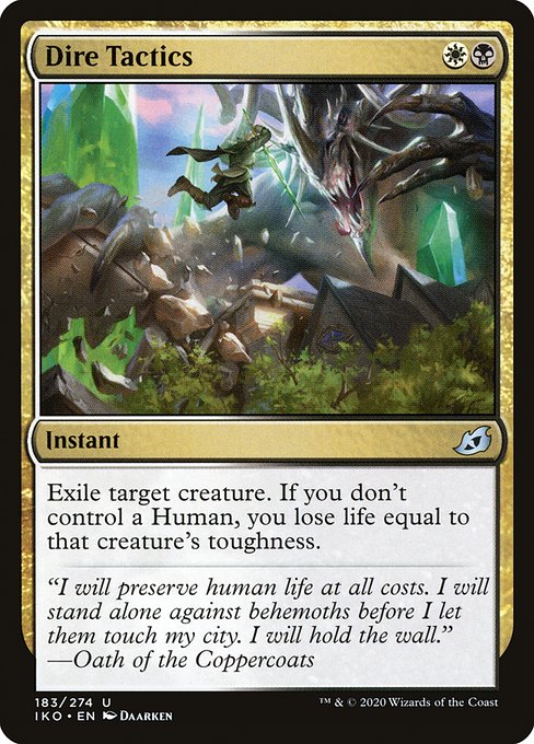 Exile target creature. If you don't control a Human, you lose life equal to that creature's toughness.