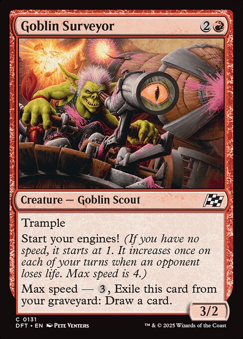 Trample
Start your engines! (If you have no speed, it starts at 1. It increases once on each of your turns when an opponent loses life. Max speed is 4.)
Max speed — {3}, Exile this card from your graveyard: Draw a card.