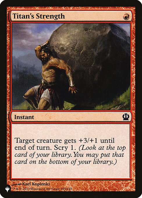 Target creature gets +3/+1 until end of turn. Scry 1. (Look at the top card of your library. You may put that card on the bottom.)