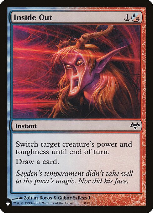 Switch target creature's power and toughness until end of turn.
Draw a card.