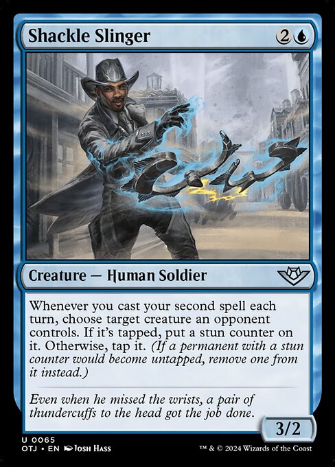 Whenever you cast your second spell each turn, choose target creature an opponent controls. If it's tapped, put a stun counter on it. Otherwise, tap it. (If a permanent with a stun counter would become untapped, remove one from it instead.)