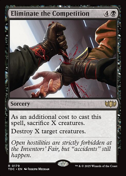 As an additional cost to cast this spell, sacrifice X creatures.
Destroy X target creatures.