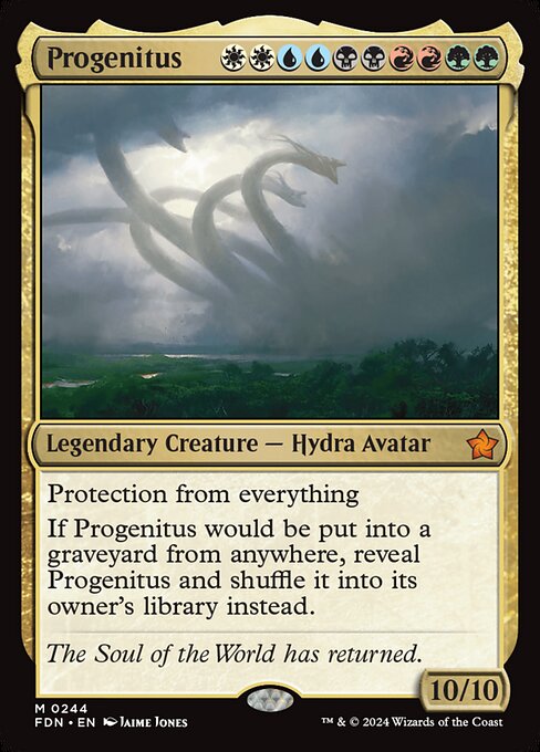 Protection from everything
If Progenitus would be put into a graveyard from anywhere, reveal Progenitus and shuffle it into its owner's library instead.