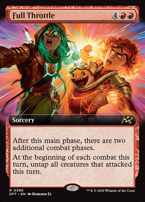 After this main phase, there are two additional combat phases.
At the beginning of each combat this turn, untap all creatures that attacked this turn.