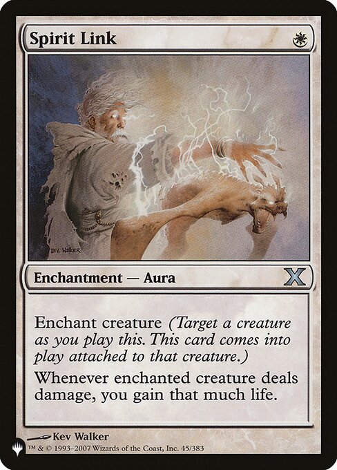 Enchant creature (Target a creature as you cast this. This card enters attached to that creature.)
Whenever enchanted creature deals damage, you gain that much life.