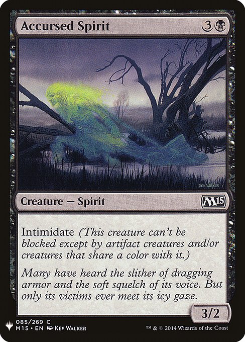 Intimidate (This creature can't be blocked except by artifact creatures and/or creatures that share a color with it.)