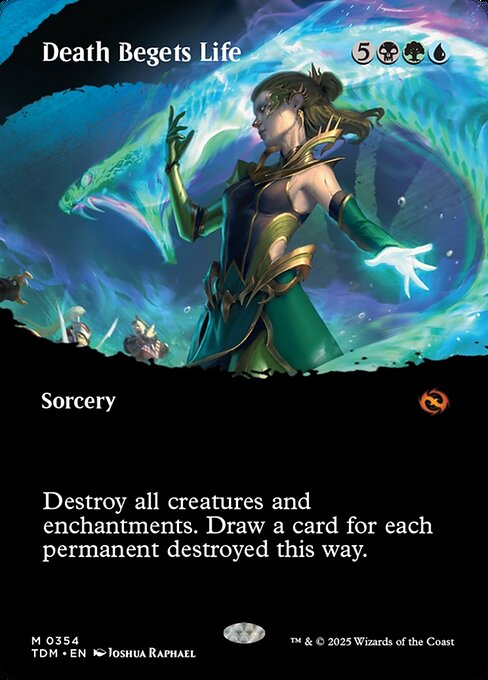 Destroy all creatures and enchantments. Draw a card for each permanent destroyed this way.
