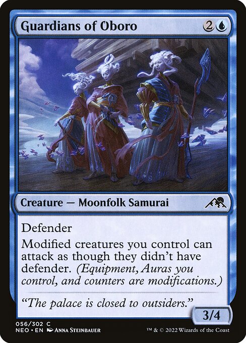 Defender
Modified creatures you control can attack as though they didn't have defender. (Equipment, Auras you control, and counters are modifications.)