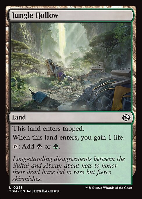 This land enters tapped.
When this land enters, you gain 1 life.
{T}: Add {B} or {G}.
