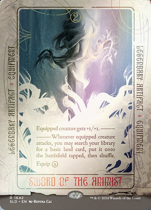 Equipped creature gets +1/+1.
Whenever equipped creature attacks, you may search your library for a basic land card, put it onto the battlefield tapped, then shuffle.
Equip {2}