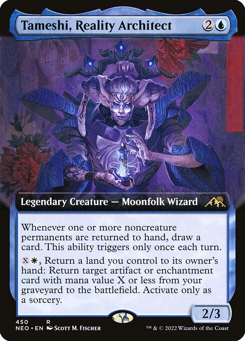 Whenever one or more noncreature permanents are returned to hand, draw a card. This ability triggers only once each turn.
{X}{W}, Return a land you control to its owner's hand: Return target artifact or enchantment card with mana value X or less from your graveyard to the battlefield. Activate only as a sorcery.
