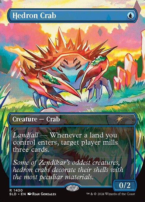 Landfall — Whenever a land you control enters, target player mills three cards. (They put the top three cards of their library into their graveyard.)