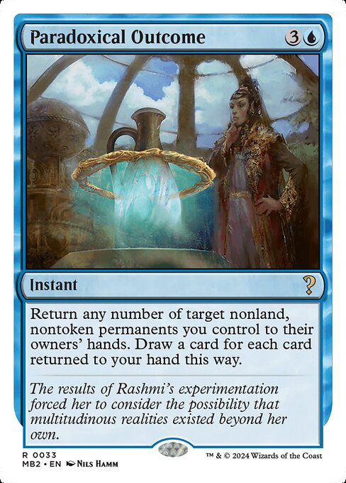 Return any number of target nonland, nontoken permanents you control to their owners' hands. Draw a card for each card returned to your hand this way.