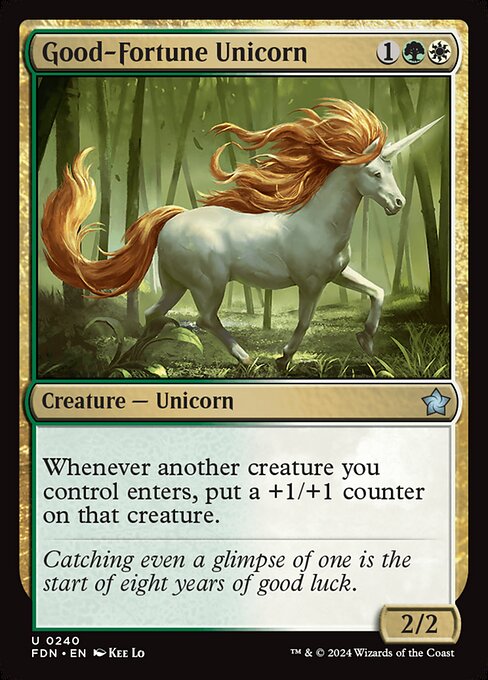 Whenever another creature you control enters, put a +1/+1 counter on that creature.