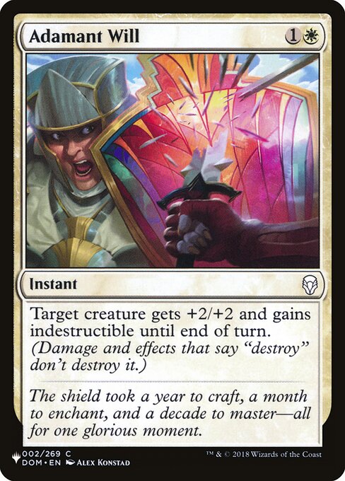 Target creature gets +2/+2 and gains indestructible until end of turn. (Damage and effects that say "destroy" don't destroy it.)