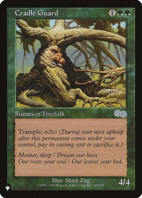 Trample
Echo {1}{G}{G} (At the beginning of your upkeep, if this came under your control since the beginning of your last upkeep, sacrifice it unless you pay its echo cost.)