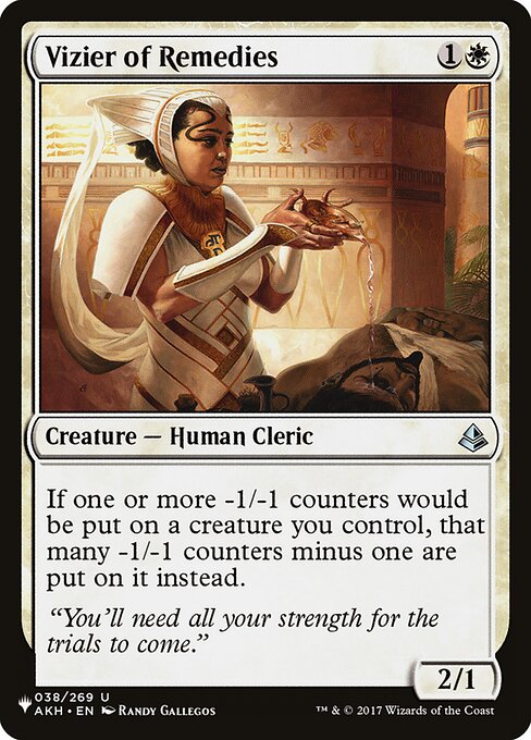 If one or more -1/-1 counters would be put on a creature you control, that many -1/-1 counters minus one are put on it instead.