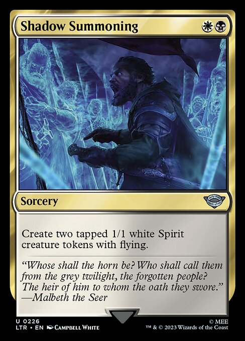 Create two tapped 1/1 white Spirit creature tokens with flying.