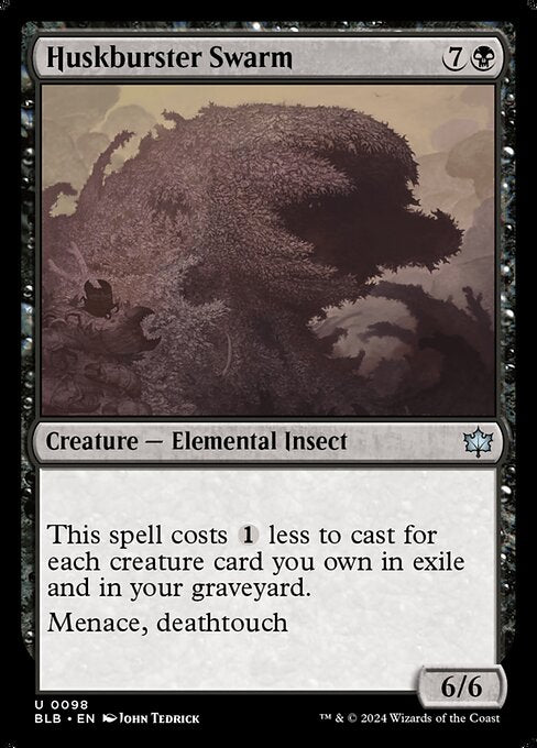 This spell costs {1} less to cast for each creature card you own in exile and in your graveyard.
Menace, deathtouch